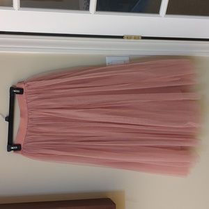 Long pink tulle skirt